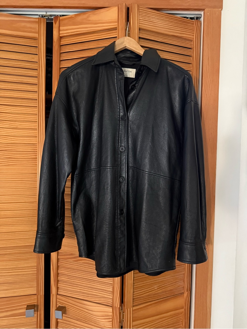 Aritzia Babaton Black Pleather Shirt Jacket/ Shacket